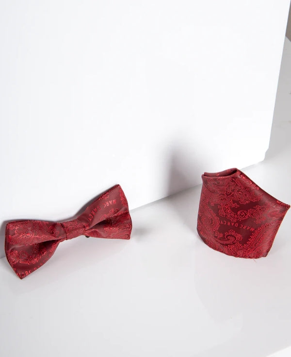 Marc Darcy Gentlemans sæt Rød Paisley Bow Tie