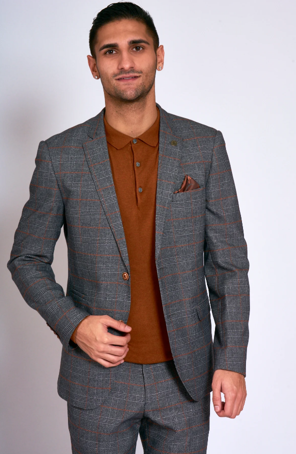 2 - delt jakkesæt - ternede herrekostumer - Jenson grå