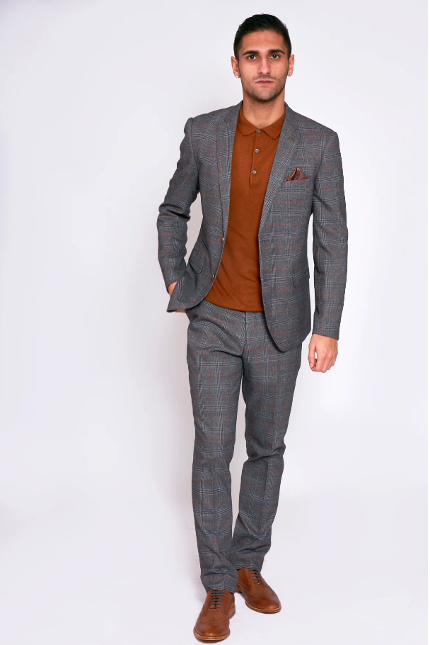 2 - delt jakkesæt - ternede herrekostumer - Jenson grå