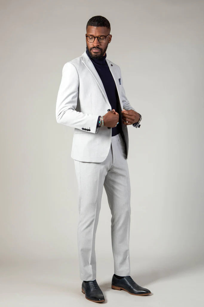 2 - delt jakkesæt - hvid herreekostume med tern - Marc