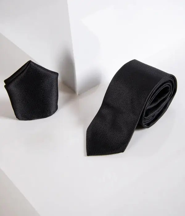 Gentlemens Set Iconic Black slips med lommetørklæde