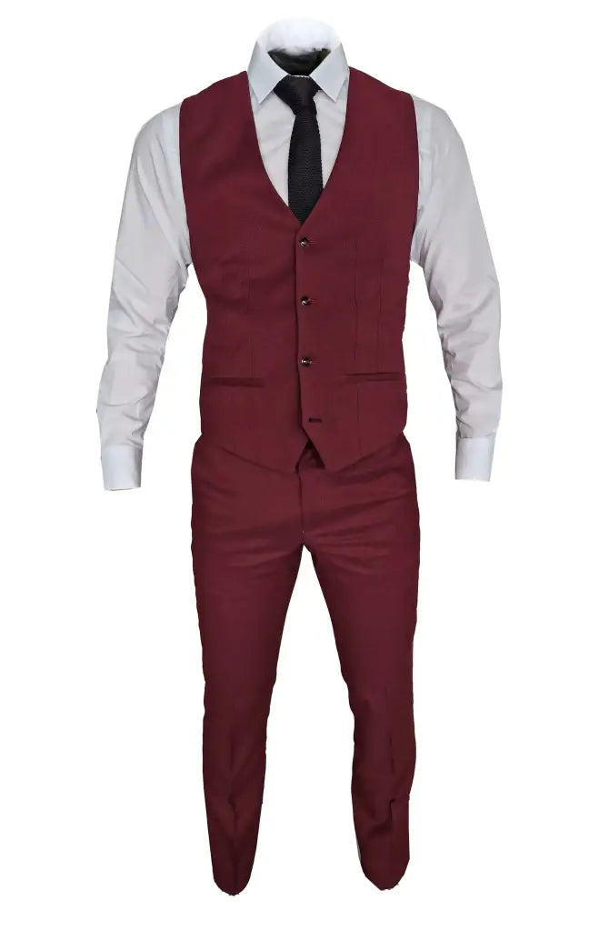 Herre jakkesæt MAX vinrød 3 - delt - driedelig pak