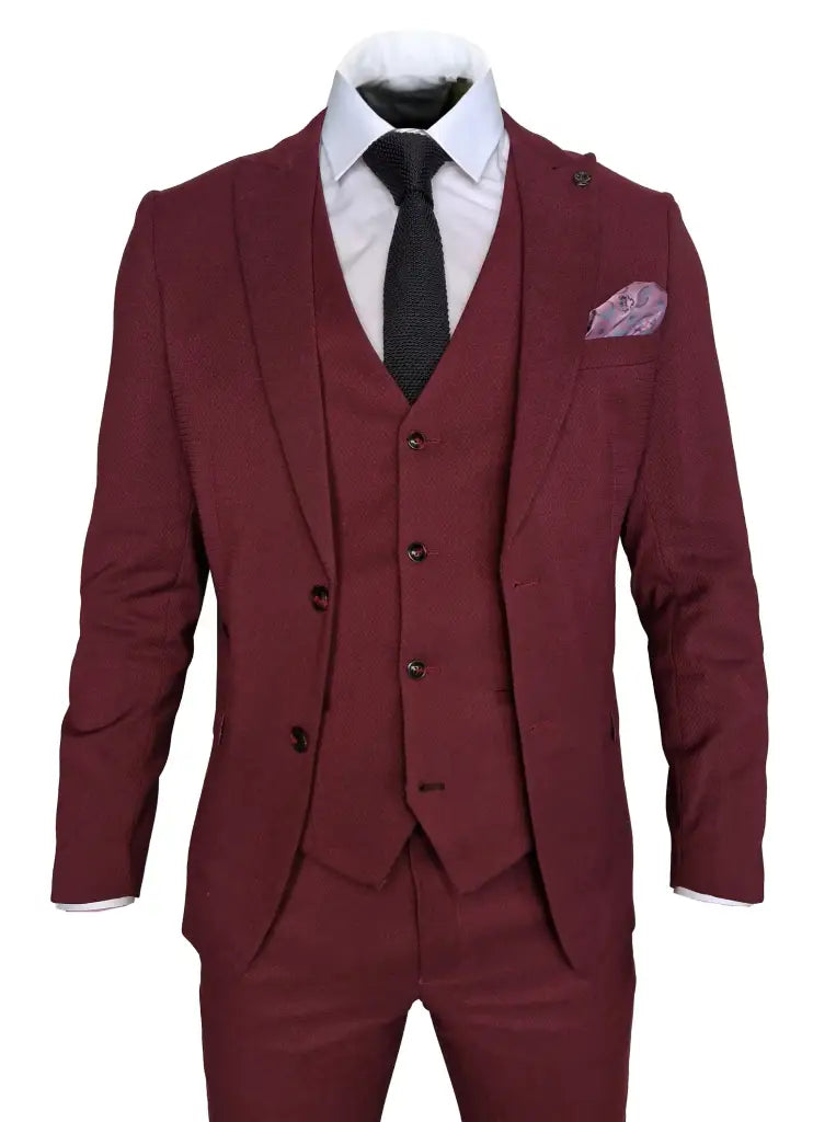 Herre jakkesæt MAX vinrød 3 - delt - driedelig pak