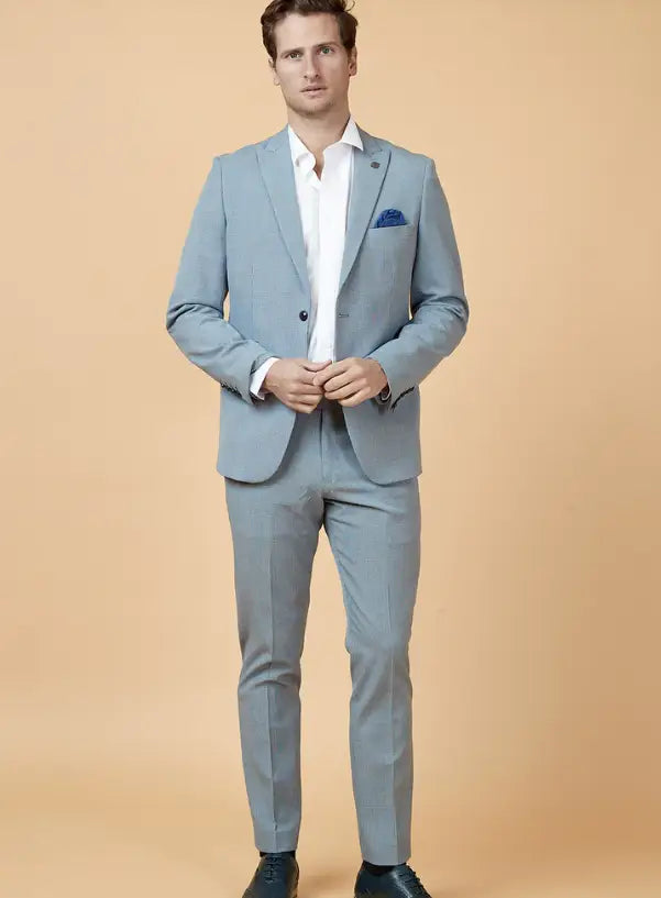 2-Delt lyseblå herrekostume med tern - Bromley Sky suit
