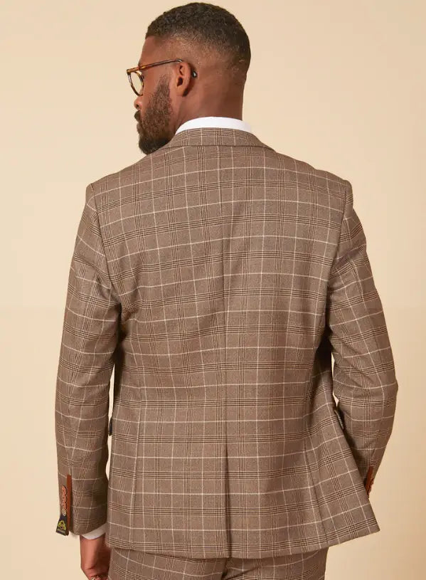 2 - delt jakkesæt - Beige herretøj med tern - Marc Darcy