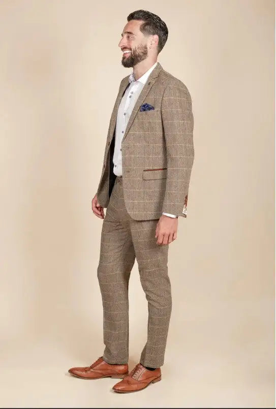 2-delt jakkesæt - brunt herrejakkesæt - Herringbone Brown suit 2pc