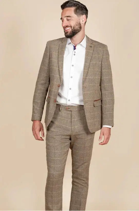 2-delt jakkesæt - brunt herrejakkesæt - Herringbone Brown suit 2pc
