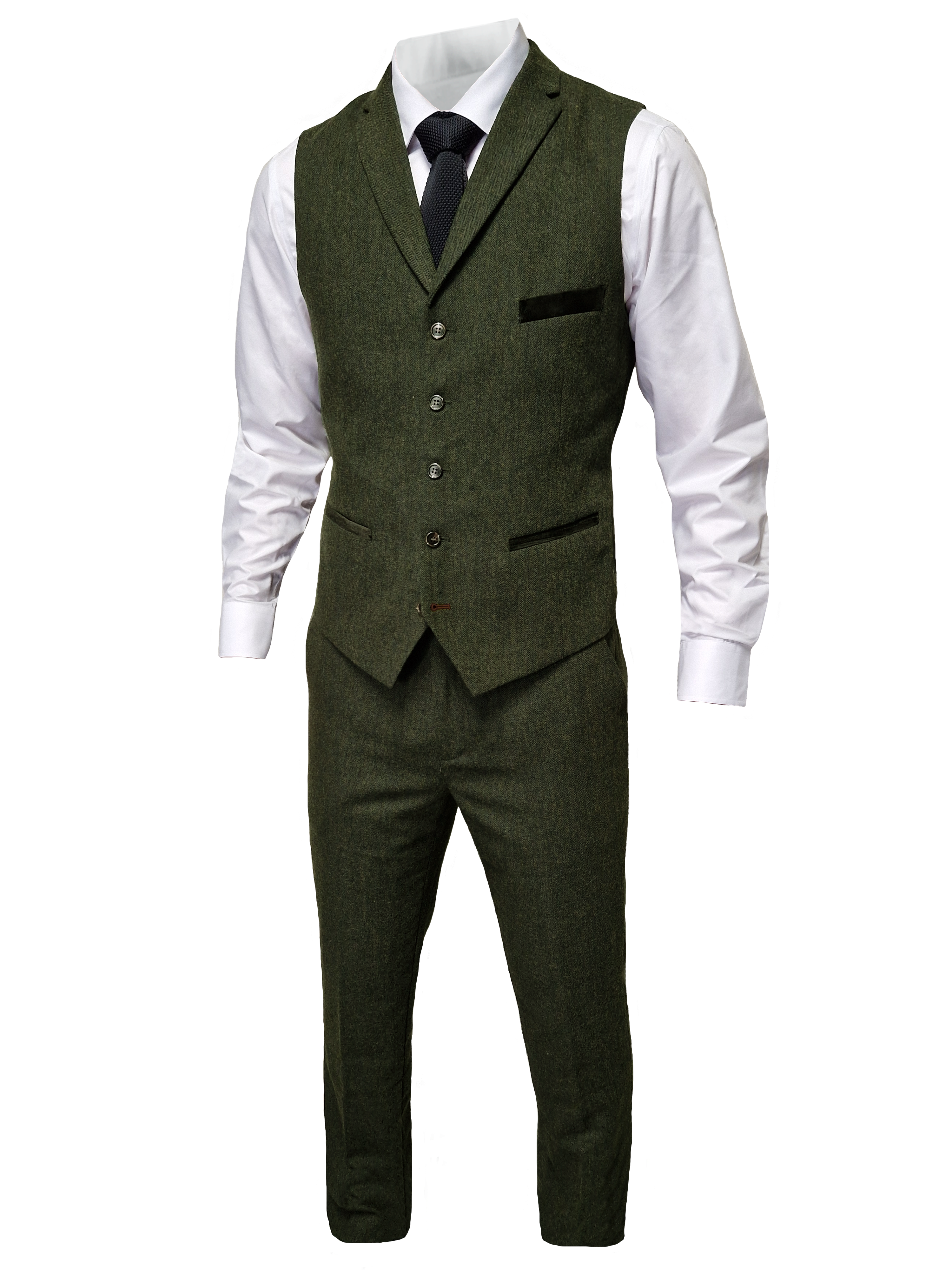 TAVERNY Chief - Tredelt jakkesæt olivenfarvet tweeddragt