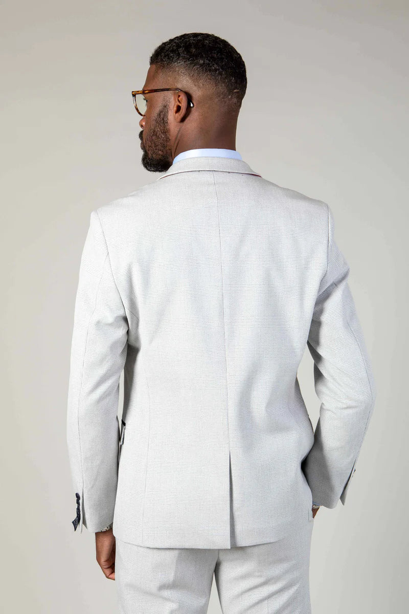 2-delt jakkesæt - hvid herreekostume med tern - Marc Darcy Bromley Stone