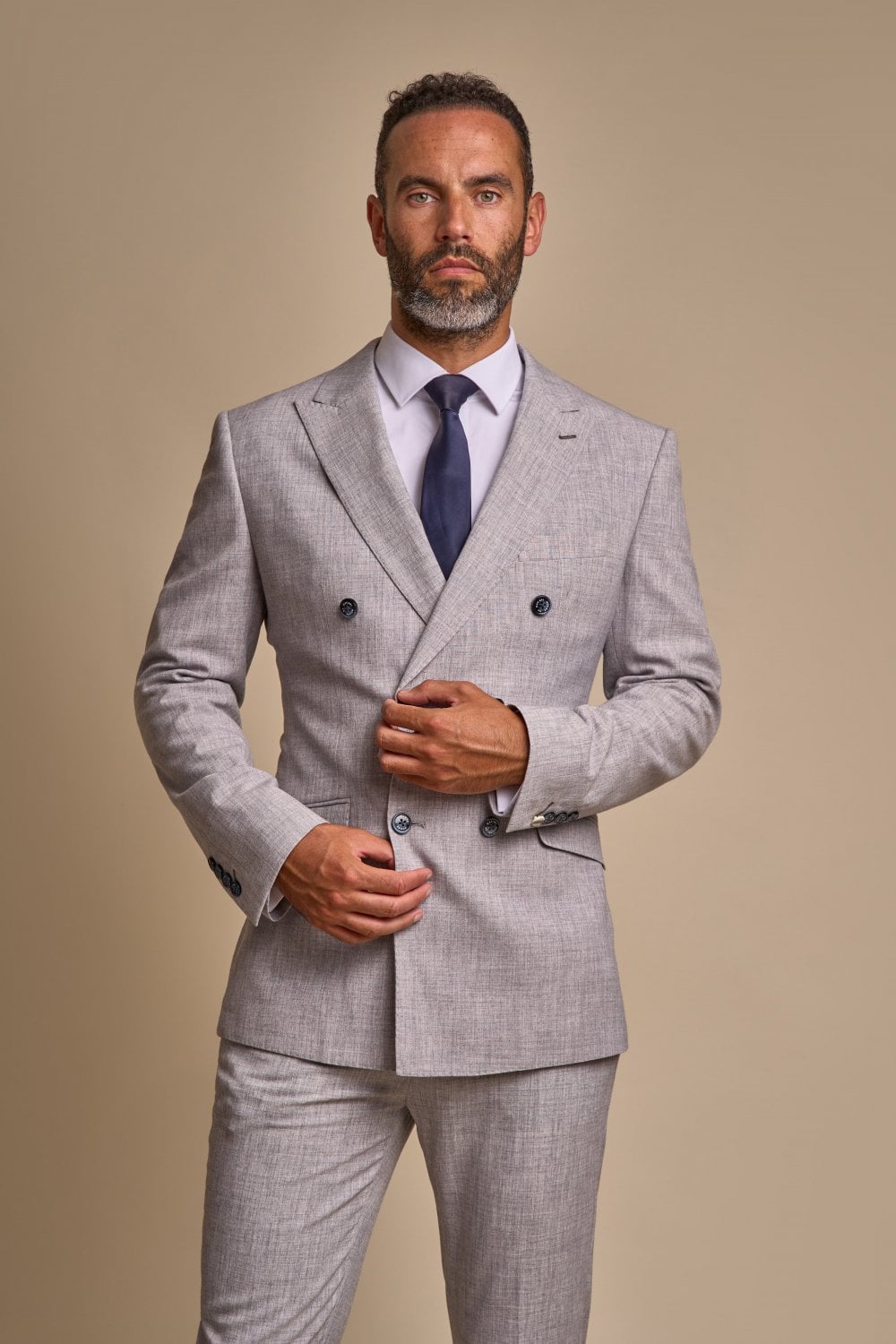 2-delt jakkesæt - dobbeltradet grå herrekostume - Cavani Tokyo gråt jakkesæt 2 stk.
