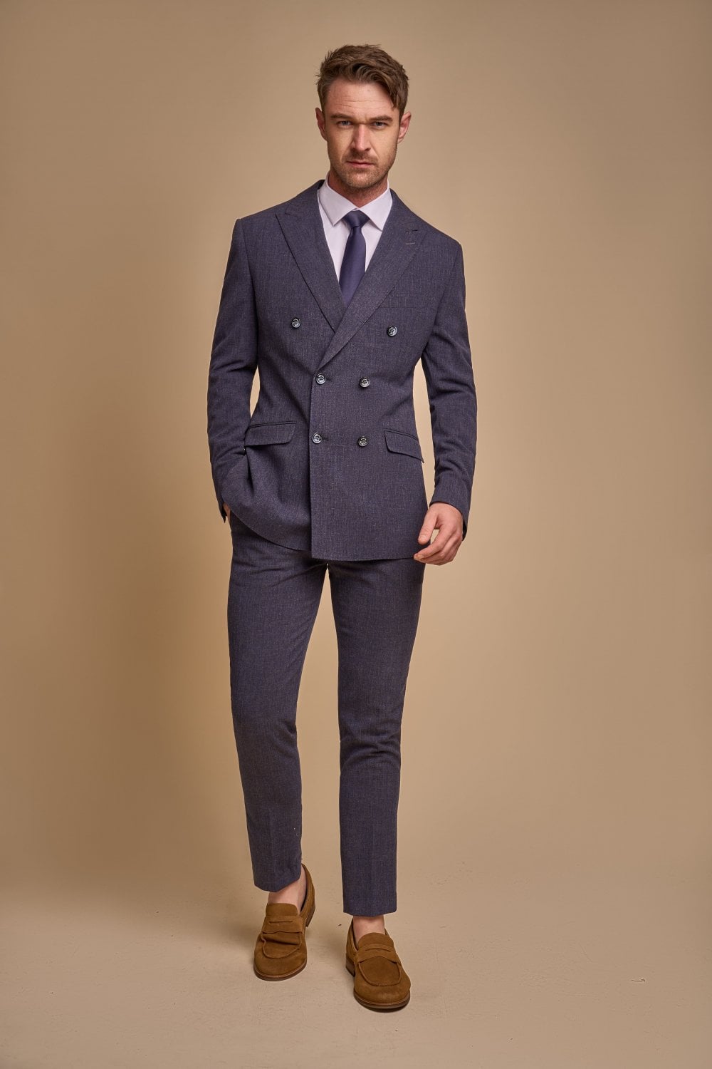 2-delt jakkesæt - dobbeltradet marineblå herrekostume - Cavani Tokyo navy suit 2pc
