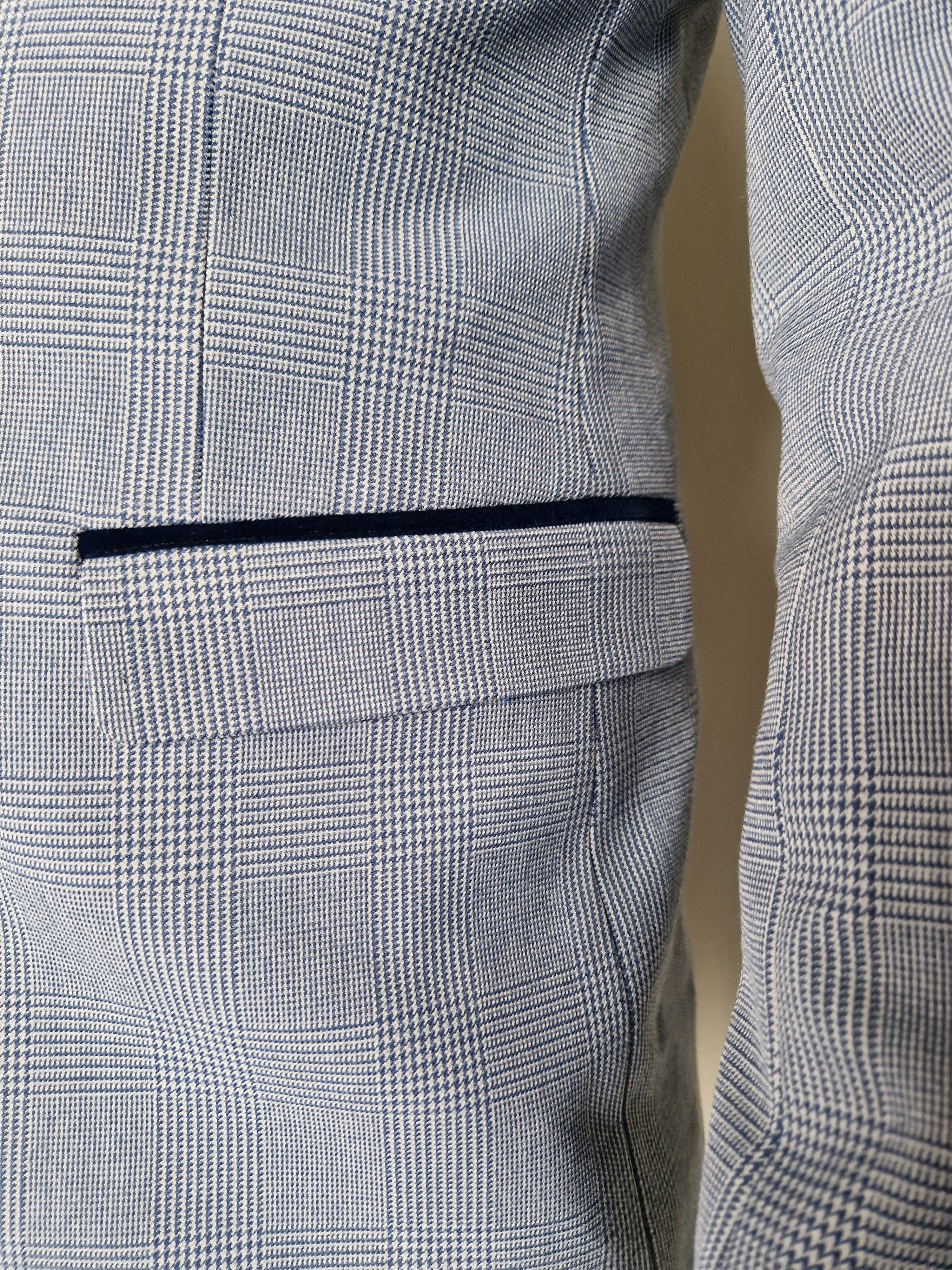 3-delt blå herre skjorte med rutemønster - Marc Darcy Bromley Sky suit.