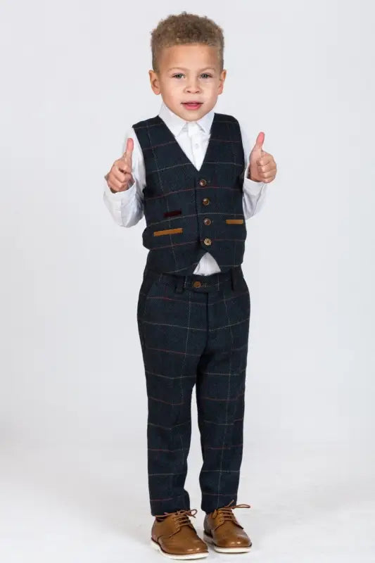 Dreiteiliger-herren-Anzug-für-Kinder-Tweed-Eton-weste