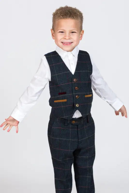 Dreiteiliger-Anzug-für-Kinder-Tweed-Eton-weste