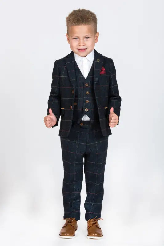 Dreiteiliger-herren-Anzug-für-Kinder-Tweed-Eton